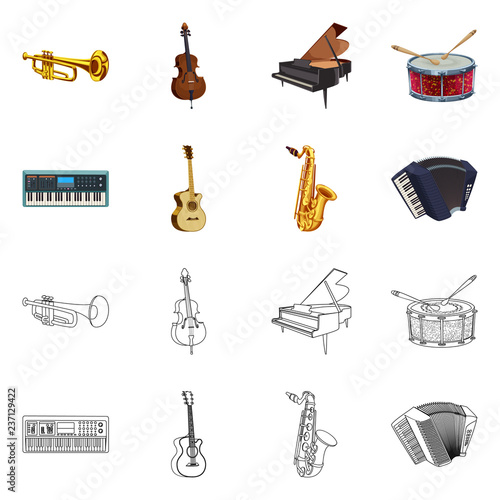 Vector illustration of music and tune icon. Collection of music and tool stock vector illustration.