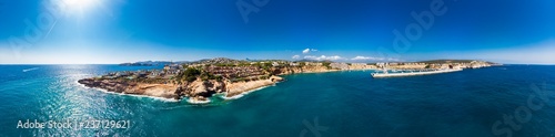 Fototapeta Naklejka Na Ścianę i Meble -  Aerial view, Spain, Balearic Islands, Mallorca, Santa Ponca area, El Toro, luxury marina Port Adriano
