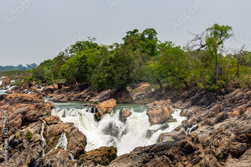 Mekong river water stream Don Khone Waterfall Laos photo