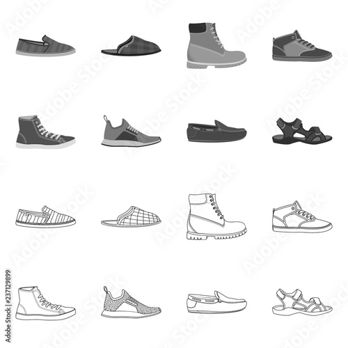 Isolated object of shoe and footwear logo. Collection of shoe and foot stock symbol for web.