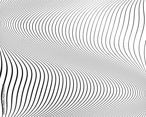 Optical art background. Wave design black and white. Digital image with a psychedelic stripes. Vector illustration 