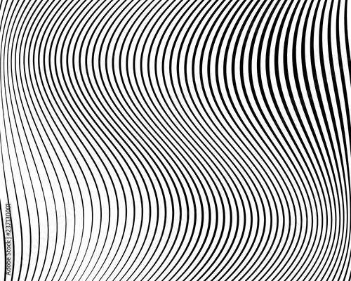 Optical art background. Wave design black and white. Digital image with a psychedelic stripes. Vector illustration 