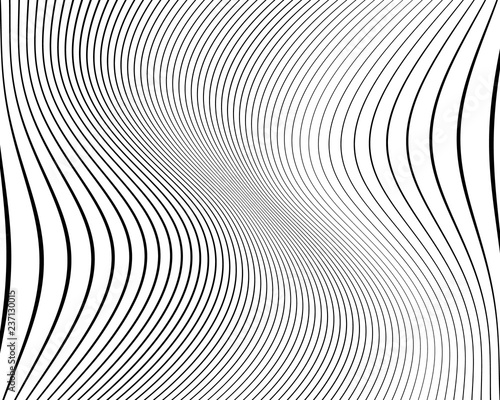 Optical art background. Wave design black and white. Digital image with a psychedelic stripes. Vector illustration 