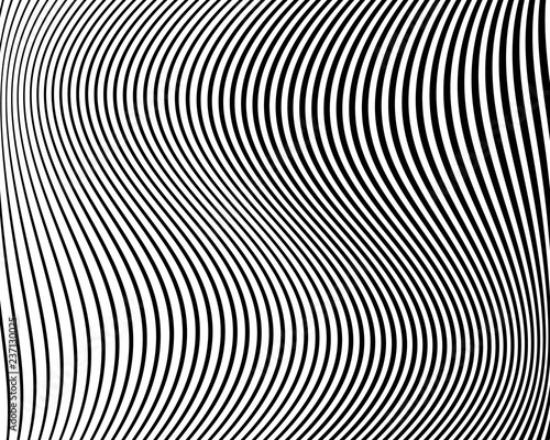 Optical art background. Wave design black and white. Digital image with a psychedelic stripes. Vector illustration 
