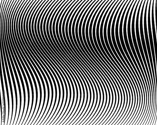Optical art background. Wave design black and white. Digital image with a psychedelic stripes. Vector illustration 