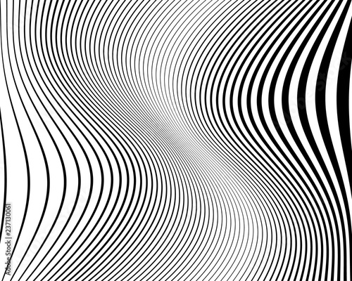 Optical art background. Wave design black and white. Digital image with a psychedelic stripes. Vector illustration 