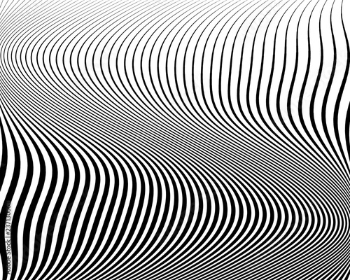 Optical art background. Wave design black and white. Digital image with a psychedelic stripes. Vector illustration 
