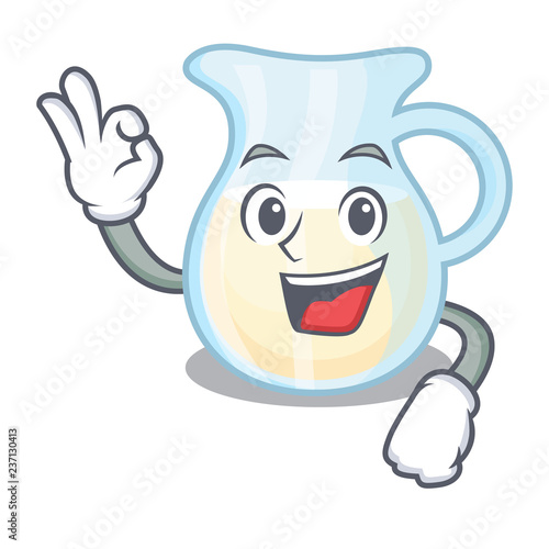 Okay Jug of milk isolated on mascot