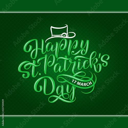  illustration of Happy Saint Patrick s Day logotype. Hand sketched Irish celebration design. Beer festival lettering typography icon.