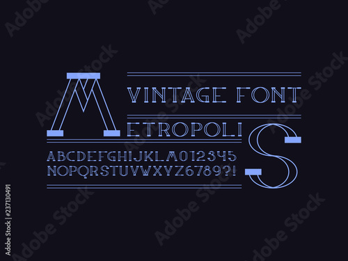 Metropolis font. Vector alphabet 