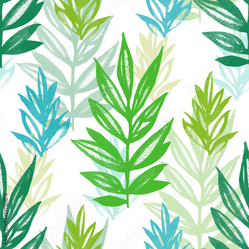 Floral seamless pattern colorful with spring leaves watercolor. Hand drawn illustration for textile, wallpaper, paper and decoration. 