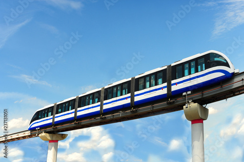 Monorail train on girder