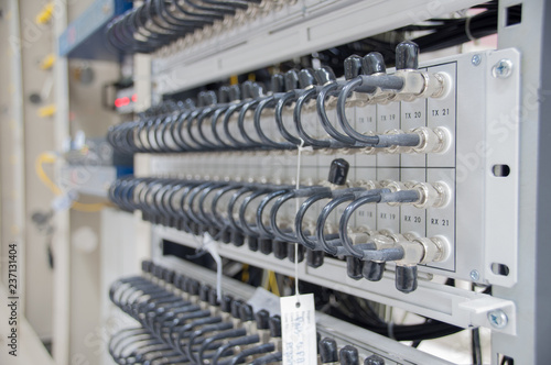 Tableau sur toile Close up U link use for E1 coaxial cable of Integrated Services Digital Network