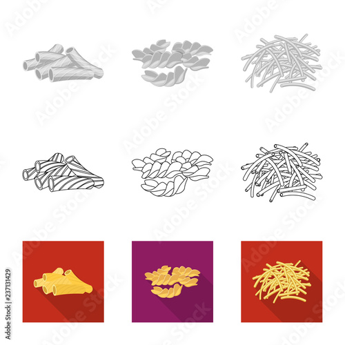 Vector illustration of pasta and carbohydrate icon. Collection of pasta and macaroni vector icon for stock.