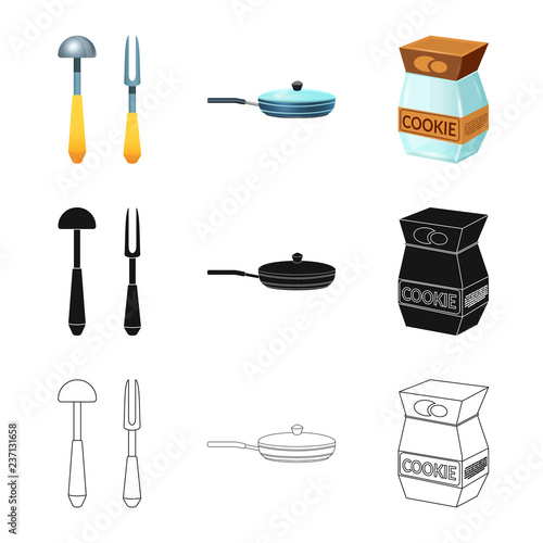 Vector design of kitchen and cook icon. Set of kitchen and appliance stock vector illustration.