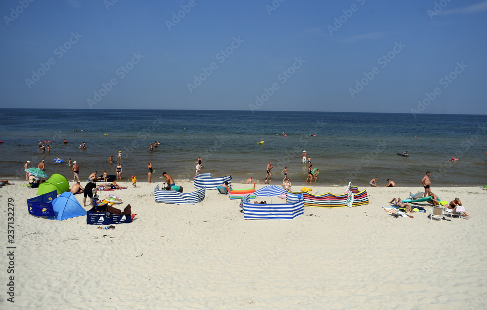 Obraz premium 12 JULY 2018 - OSTROW, POLAND: Polish Baltic sea during summer