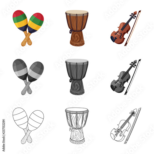 Vector design of music and tune symbol. Collection of music and tool stock vector illustration.