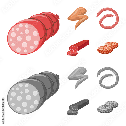 Isolated object of meat and ham logo. Collection of meat and cooking stock symbol for web.