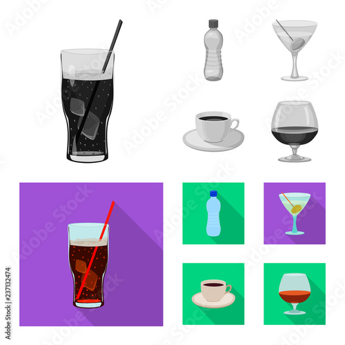 Isolated object of drink and bar icon. Collection of drink and party stock vector illustration.