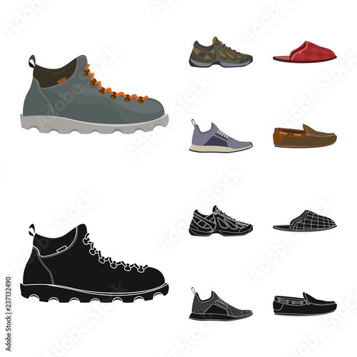 Vector design of shoe and footwear sign. Collection of shoe and foot vector icon for stock.