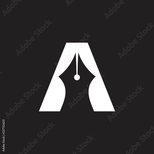 letter a writer pen logo vector