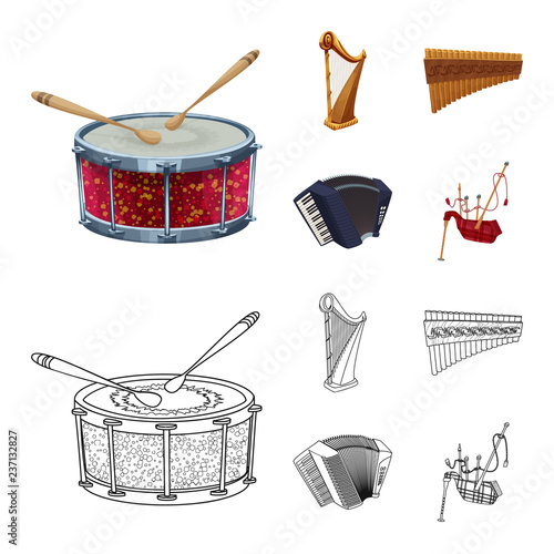 Isolated object of music and tune sign. Set of music and tool stock vector illustration.