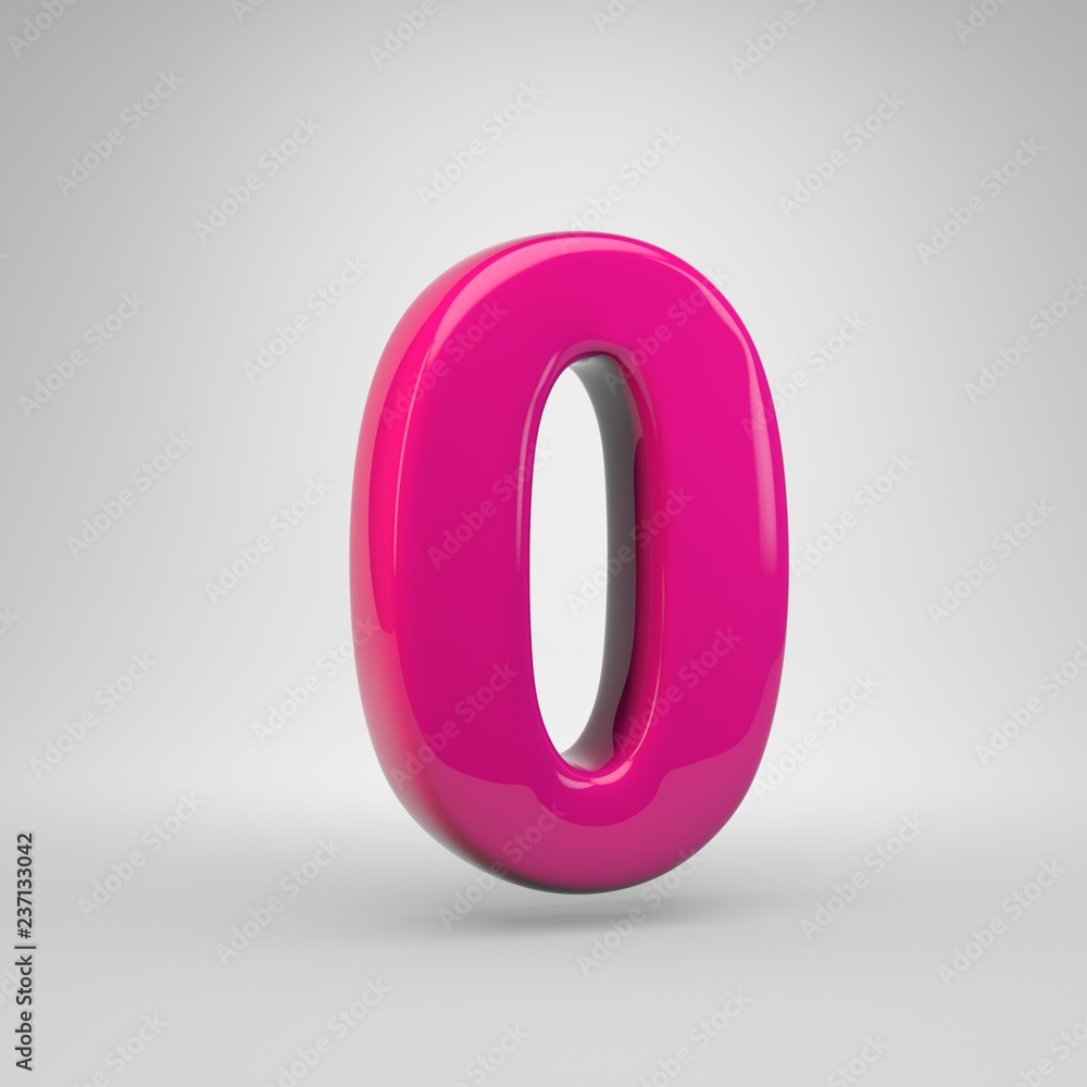 Plastic Pink color number 0 isolated on white background Plastic Pink color number 0 isolated on white background