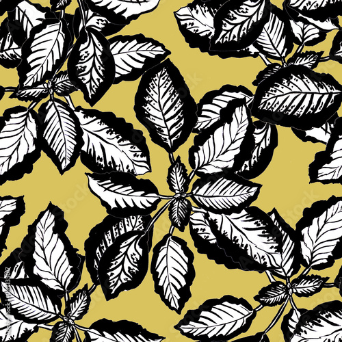 Pattern with black leaves