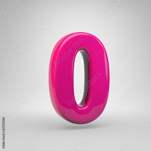 Plastic Pink color number 0 isolated on white background