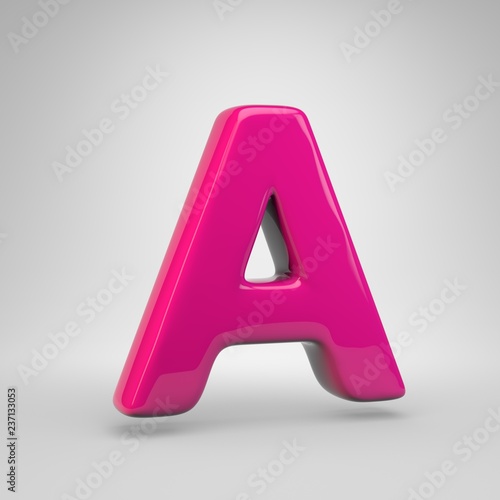 Plastic Pink color letter A uppercase isolated on white background
