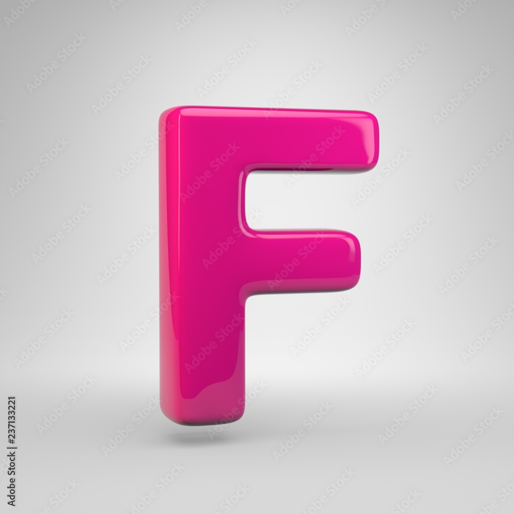 Plastic Pink color letter F uppercase isolated on white background Plastic Pink color letter F uppercase isolated on white background