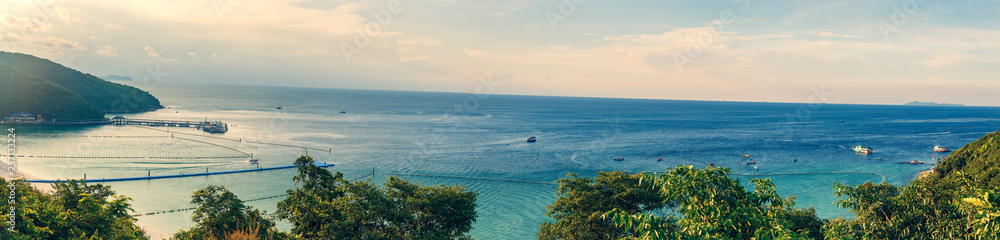 panorama view on Ko lan harbor from the mount (cross process) panorama view on Ko lan harbor from the mount (cross process)