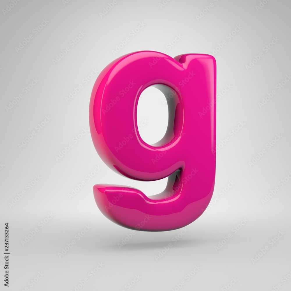 Plastic Pink color letter G lowercase isolated on white background Plastic Pink color letter G lowercase isolated on white background