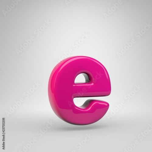 Plastic Pink color letter E lowercase isolated on white background