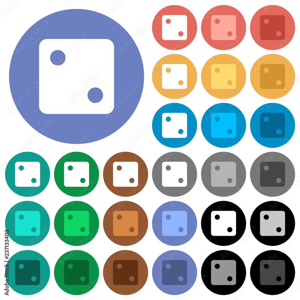 Dice two round flat multi colored icons Dice two round flat multi colored icons