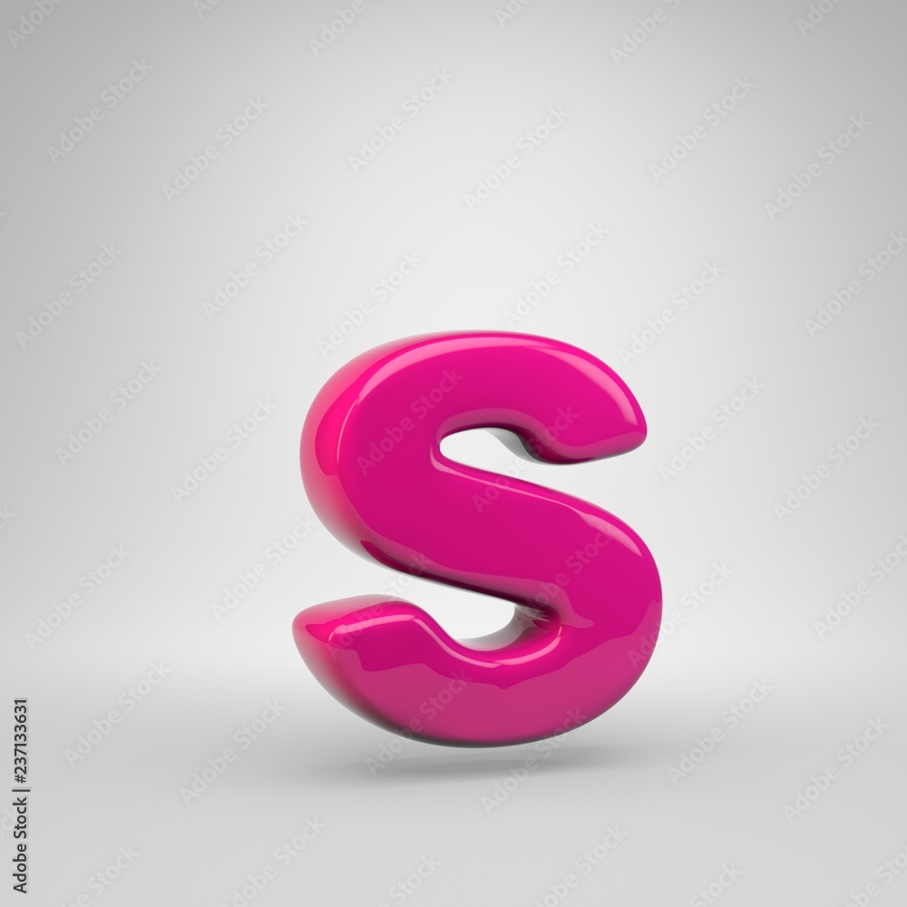 Plastic Pink color letter S lowercase isolated on white background Plastic Pink color letter S lowercase isolated on white background