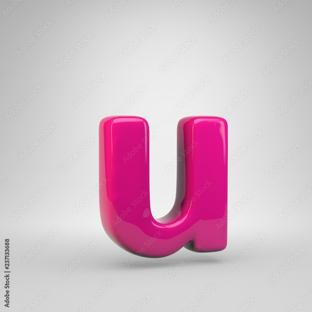 Plastic Pink color letter U lowercase isolated on white background Plastic Pink color letter U lowercase isolated on white background