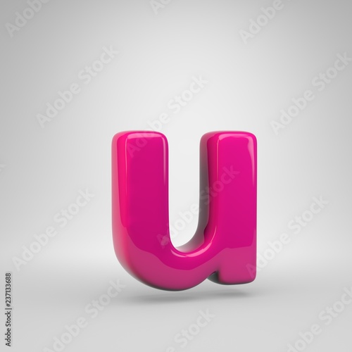 Plastic Pink color letter U lowercase isolated on white background