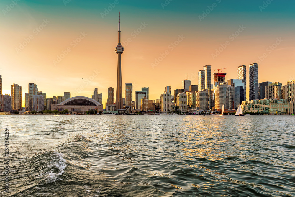 Spectacular Toronto skyline at sunset,  Toronto, Ontario, Canada.