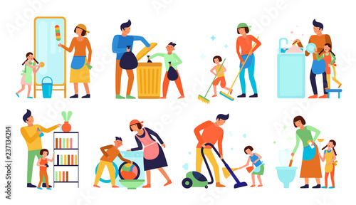 Cleaning Kids Helping Parents Set