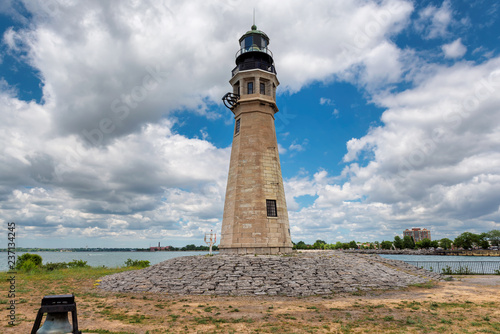 Buffalo North Breakwater Lighthouse in summer day, Lake Erie, Buffalo, New York. photo