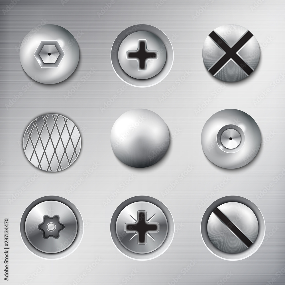 Fototapeta premium Realistic Attached Fasteners Set