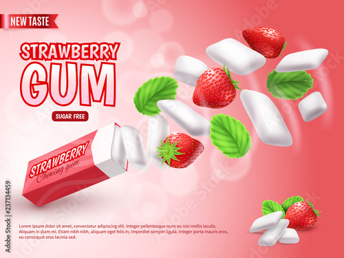 Realistic Chewing Gum Advertising Composition