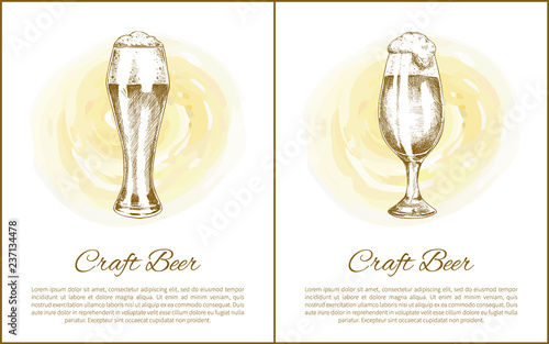 Craft Beer Objects Set Hand Drawn Vector Sketches