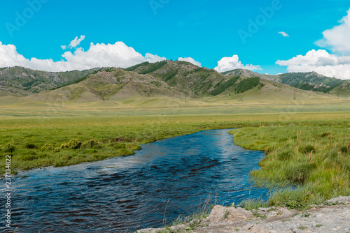 Mountain river stream landscape. River stream mountain landscape