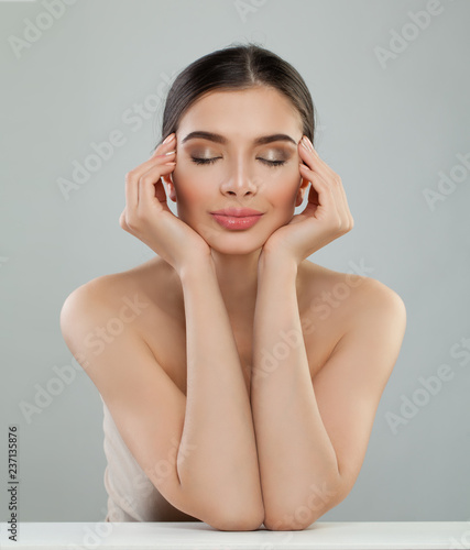 Young woman face. Perfect girl with healthy skin