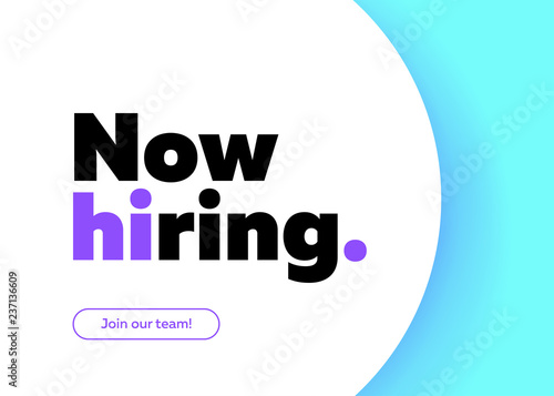 Now Hiring Vector Background. Trendy Bold Black Typography. Job Vacancy Card Design. Join Our Team Minimalist Poster Template, Looking for Talents Advertising, Open Recruitment Creative Ad.