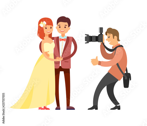 Wedding Photo Session of Newlyweds by Photographer