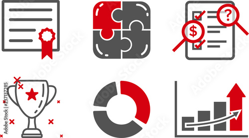 Colorful flat vector illustrations. Business icon set. 