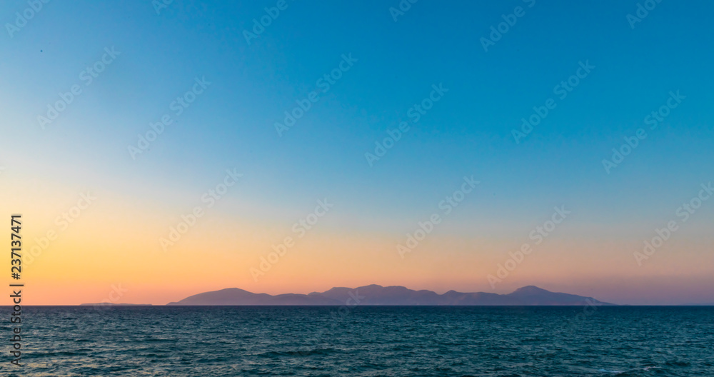 Greek Island Silhouette At Sunset